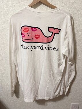 Vineyard Vines White Tee with Light Blue Logo